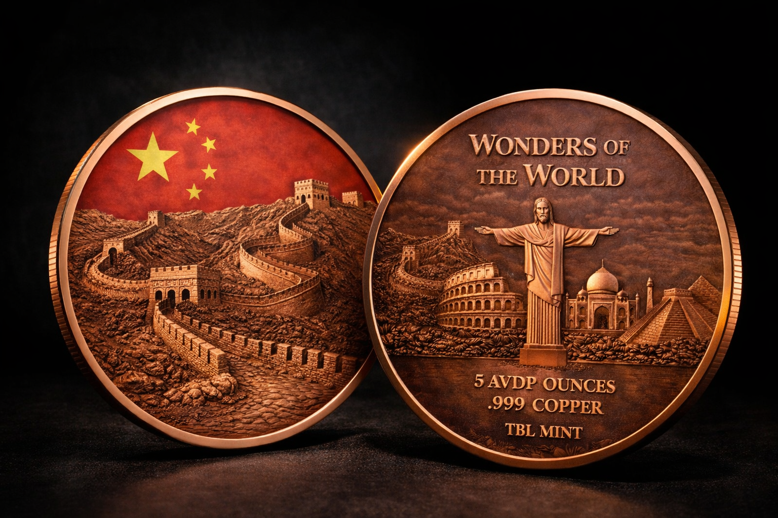 5 Ounce Copper Wonders Of The World - Great Wall Of China