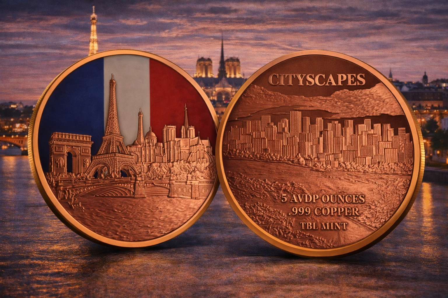 5 Ounce Copper CityScapes - Paris